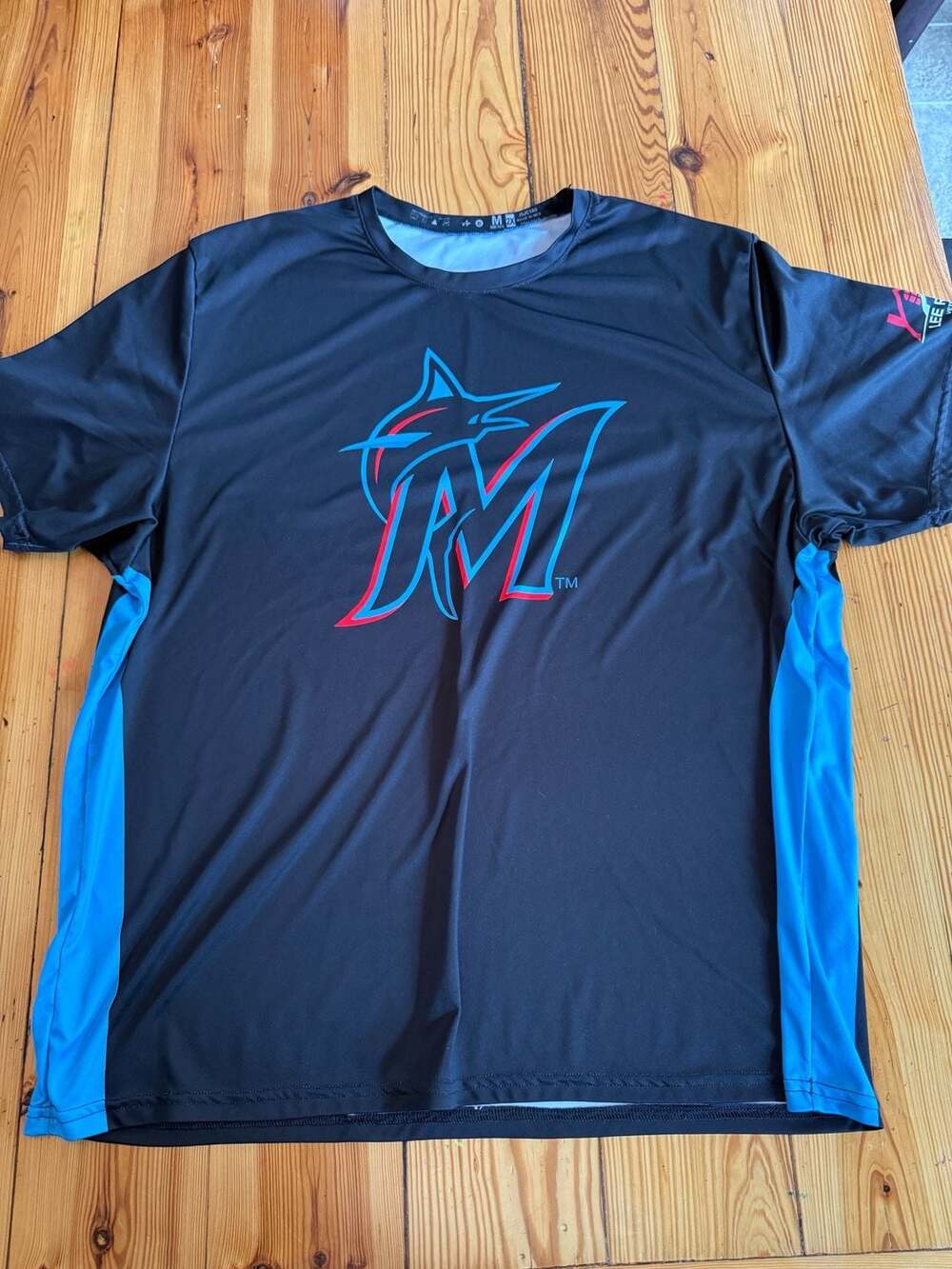 MLB Miami Marlins T-Shirt Size 2X Black Blue Graphic Tee